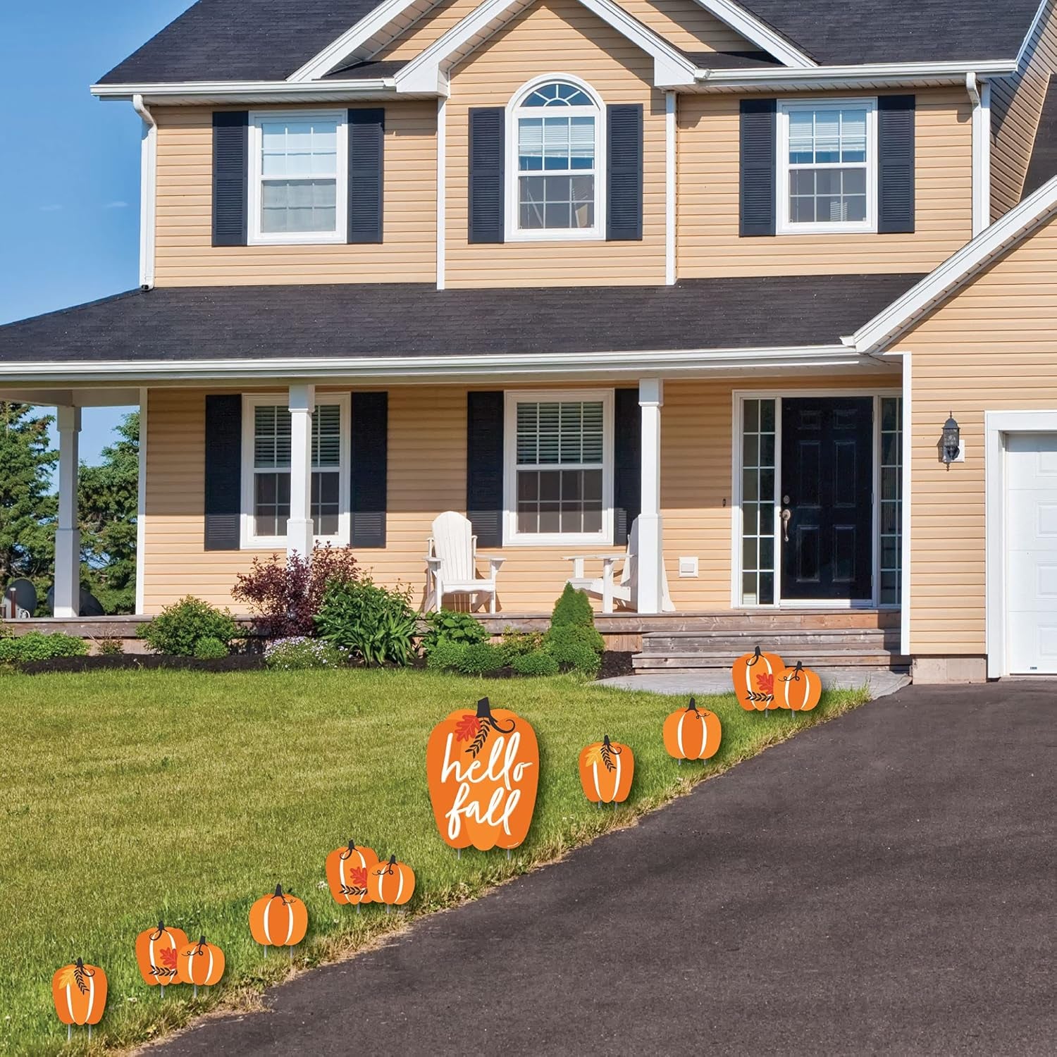 Festive Fall Pumpkin Yard Sign Set - 8 Cheerful Outdoor Decorations for Halloween & Thanksgiving Celebrations