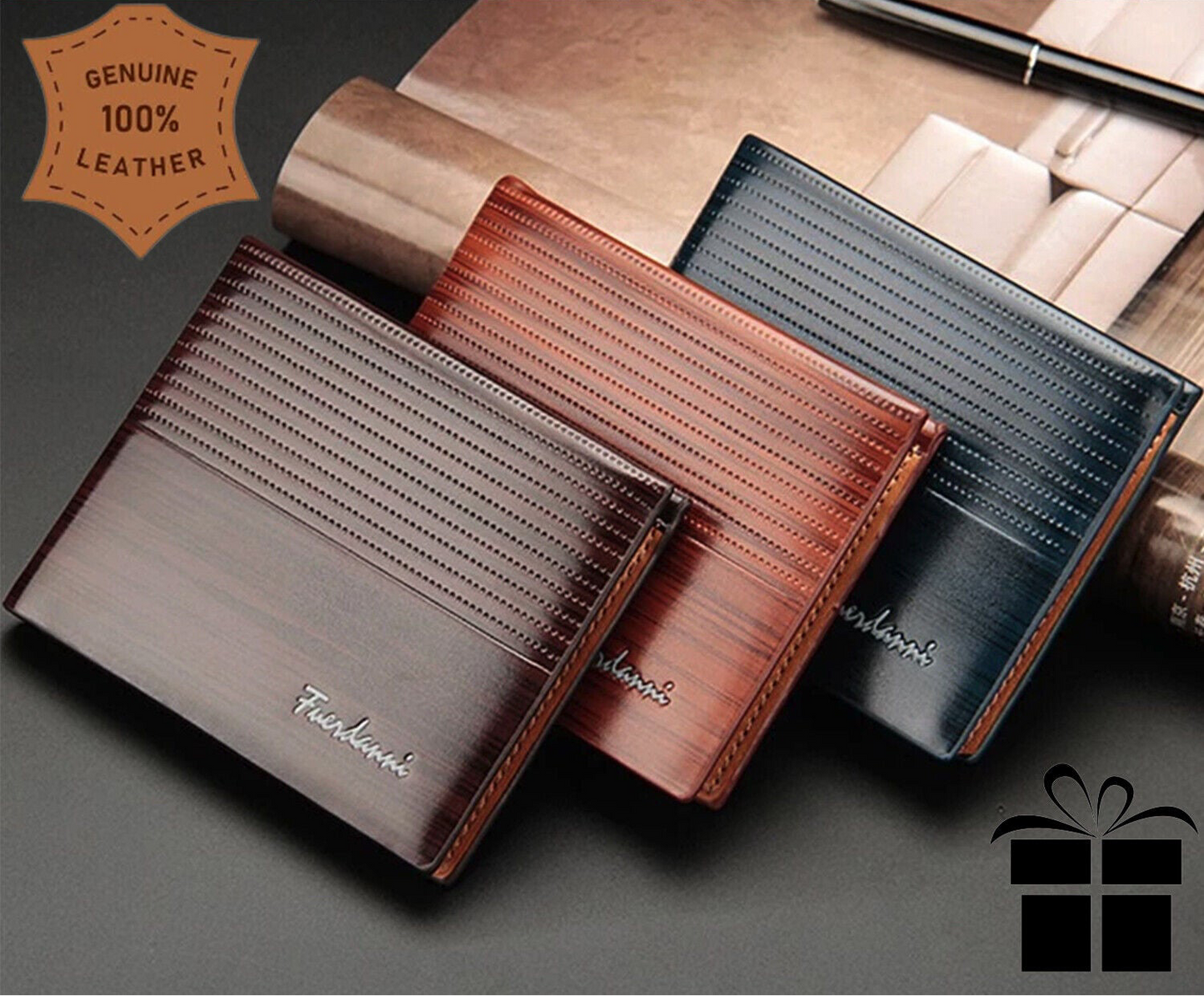 Men's Bifold Leather Credit ID Card Holder Wallet Billfold Purse