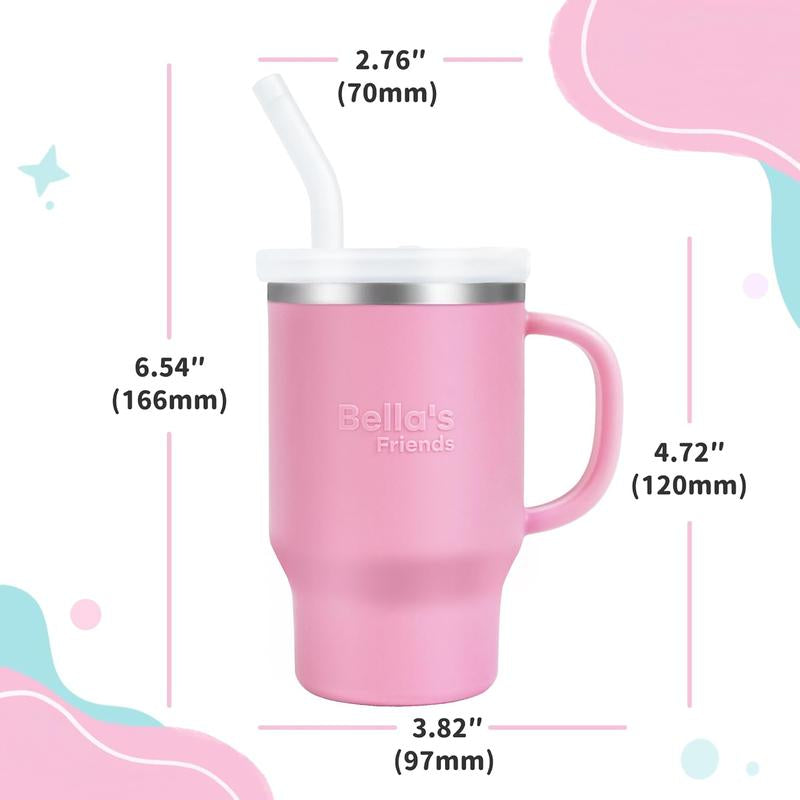 Bella’s Friends 2-Pack Portable Mini Tumblers - Adorable Leak-Proof 9 Oz Sippy Cups for Toddlers, Dishwasher Safe with Stainless Steel Interior & Silicone Body – Ideal for Home and Travel!