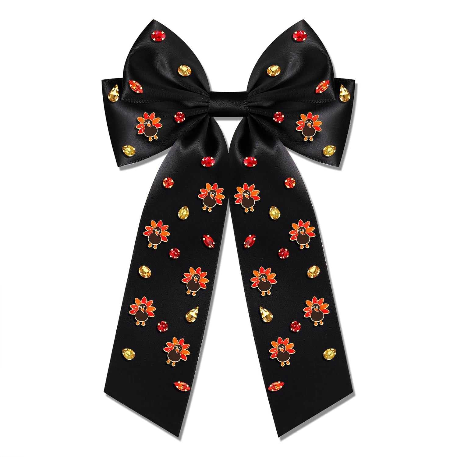 Charming Thanksgiving Hair Bows - Jeweled Clips & Barrettes for Women & Girls - Ideal GOBBLE Party Favors & Gifts!
