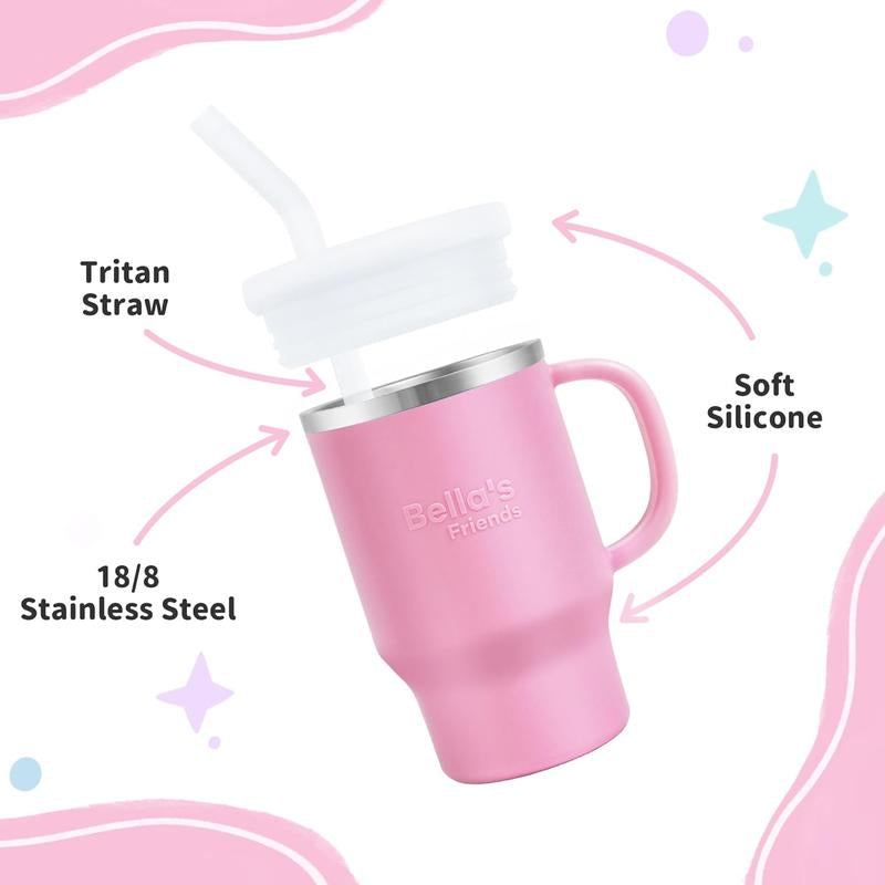 Bella’s Friends 2-Pack Portable Mini Tumblers - Adorable Leak-Proof 9 Oz Sippy Cups for Toddlers, Dishwasher Safe with Stainless Steel Interior & Silicone Body – Ideal for Home and Travel!