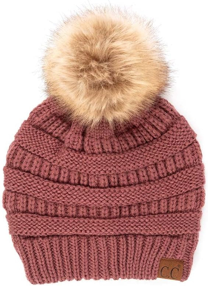 Stylish Chunky Cable Knit Beanie with Fur Pom - Your Must-Have for Winter & Fall!