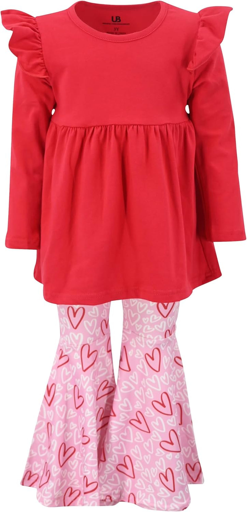 Charming 2-Piece Girls Bell Bottom Leggings Set with Long Sleeve Top - Ideal for Kids and Toddlers!