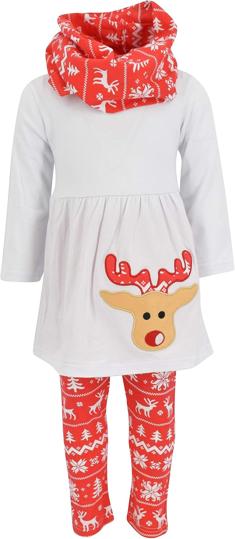 Charming 3-Piece Toddler Outfit Set for Baby Girls - Trendy Long Sleeve Tunic, Cozy Leggings & Fashionable Scarf
