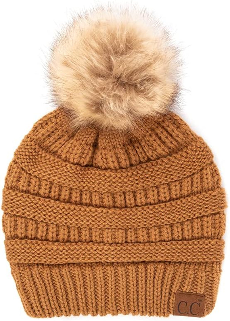Stylish Chunky Cable Knit Beanie with Fur Pom - Your Must-Have for Winter & Fall!