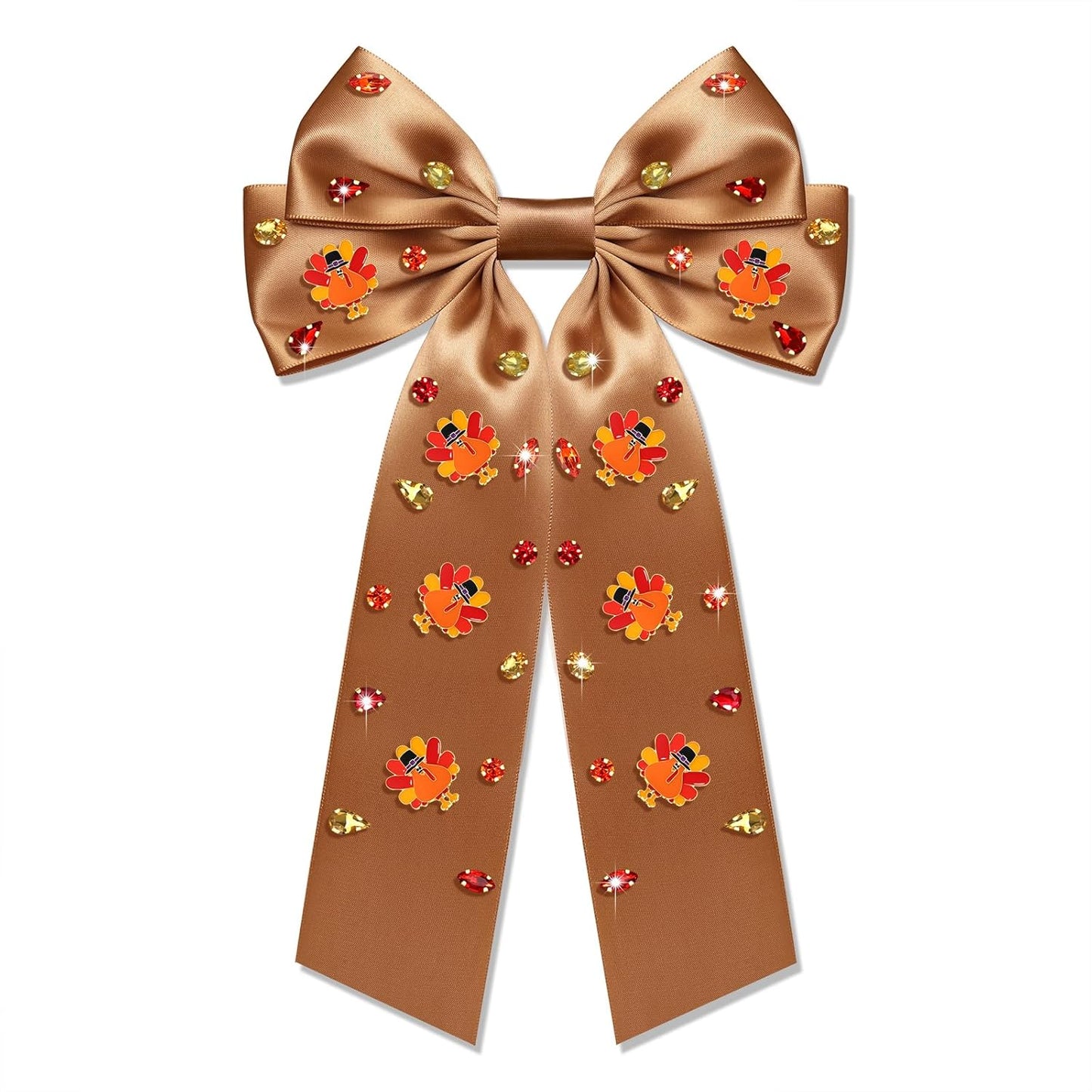 Charming Thanksgiving Hair Bows - Jeweled Clips & Barrettes for Women & Girls - Ideal GOBBLE Party Favors & Gifts!