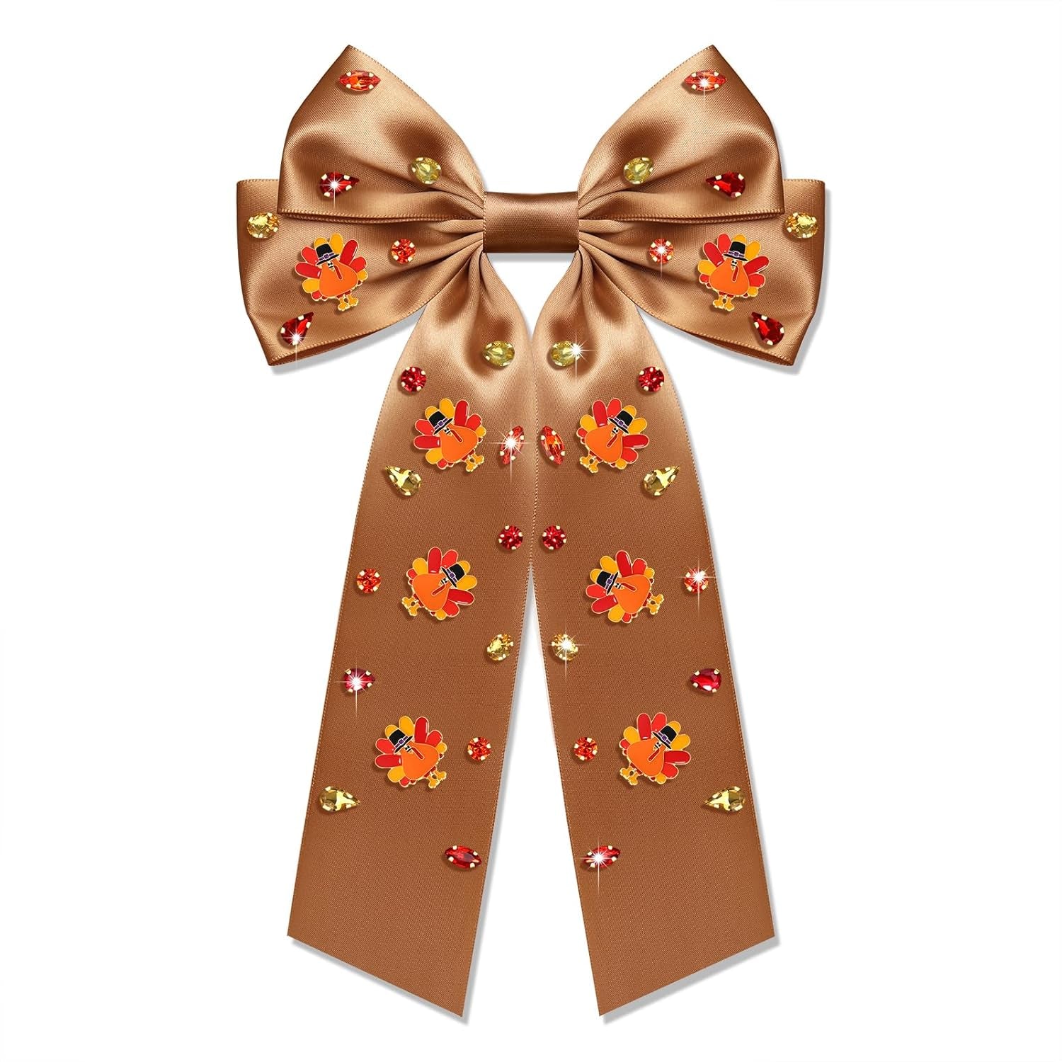 Charming Thanksgiving Hair Bows - Jeweled Clips & Barrettes for Women & Girls - Ideal GOBBLE Party Favors & Gifts!