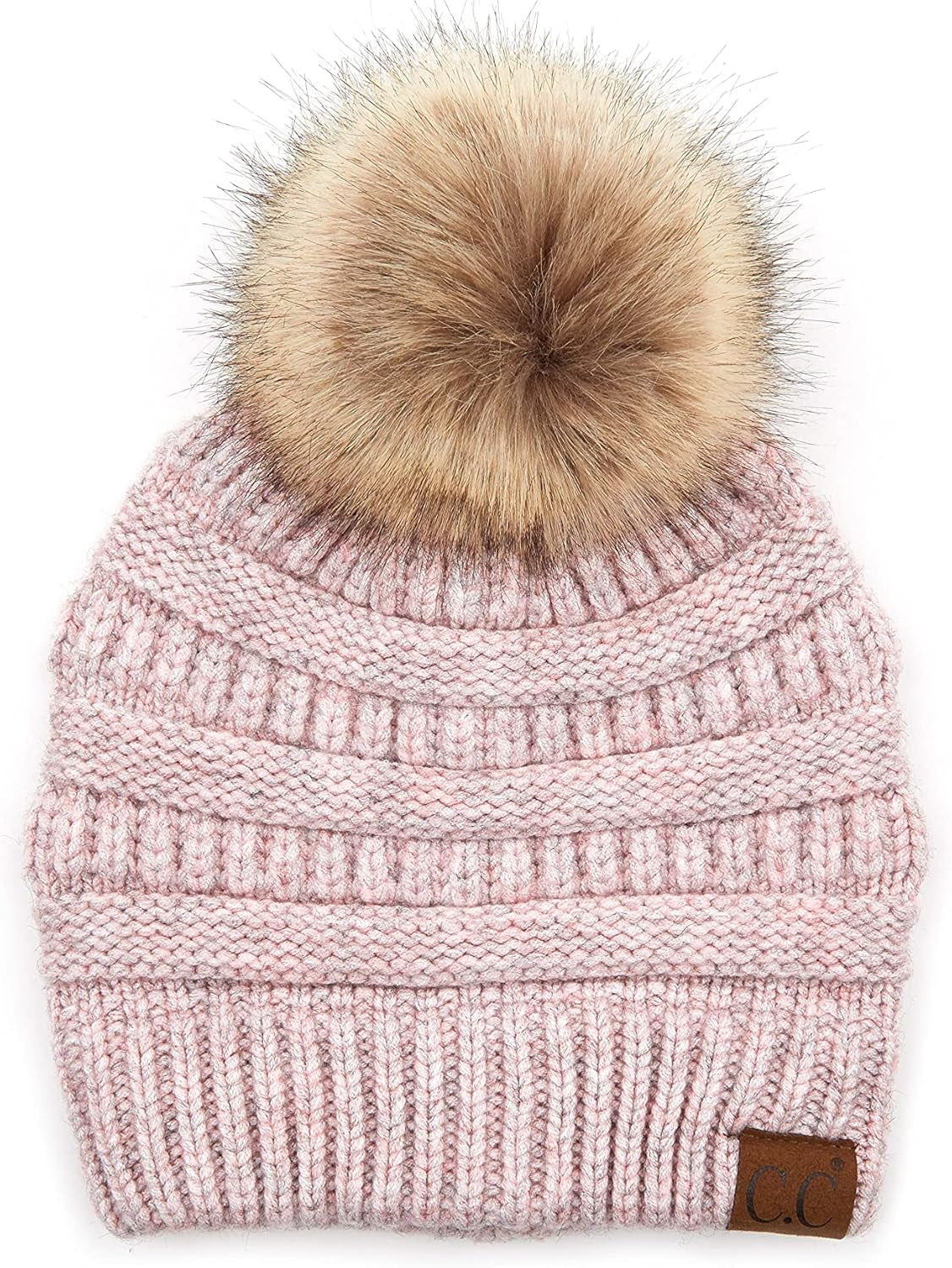 Stylish Chunky Cable Knit Beanie with Fur Pom - Your Must-Have for Winter & Fall!