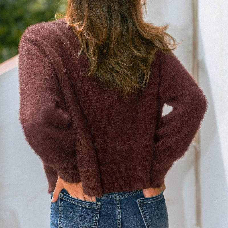 CUPSHE Women's Cozy V-Neck Bow Sweater - Stylish Fall Essential Cardigan in Fitted Acrylic Knit