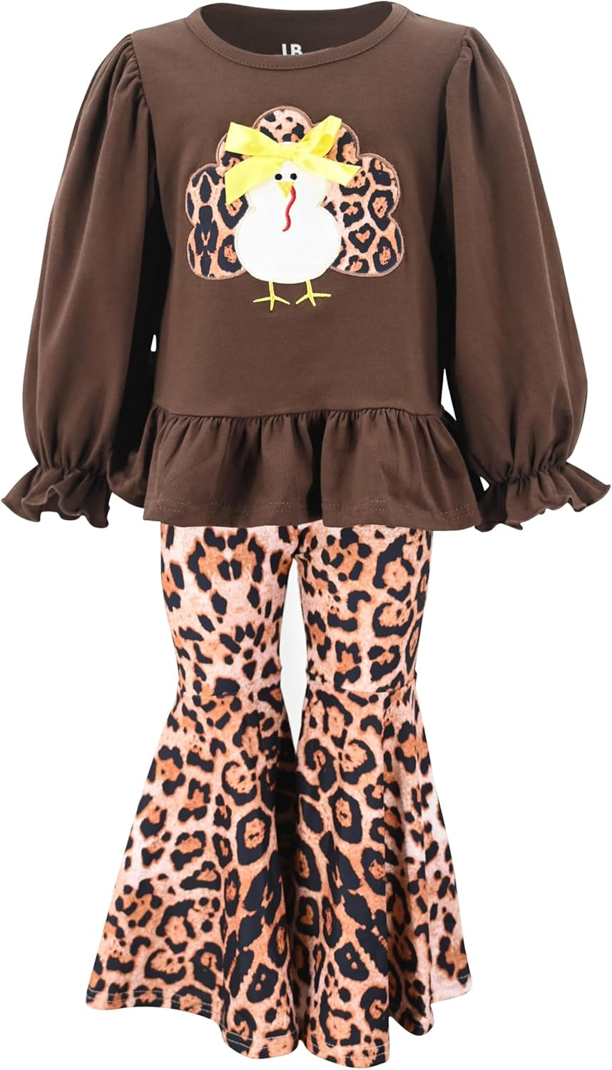 Charming 2-Piece Girls Bell Bottom Leggings Set with Long Sleeve Top - Ideal for Kids and Toddlers!