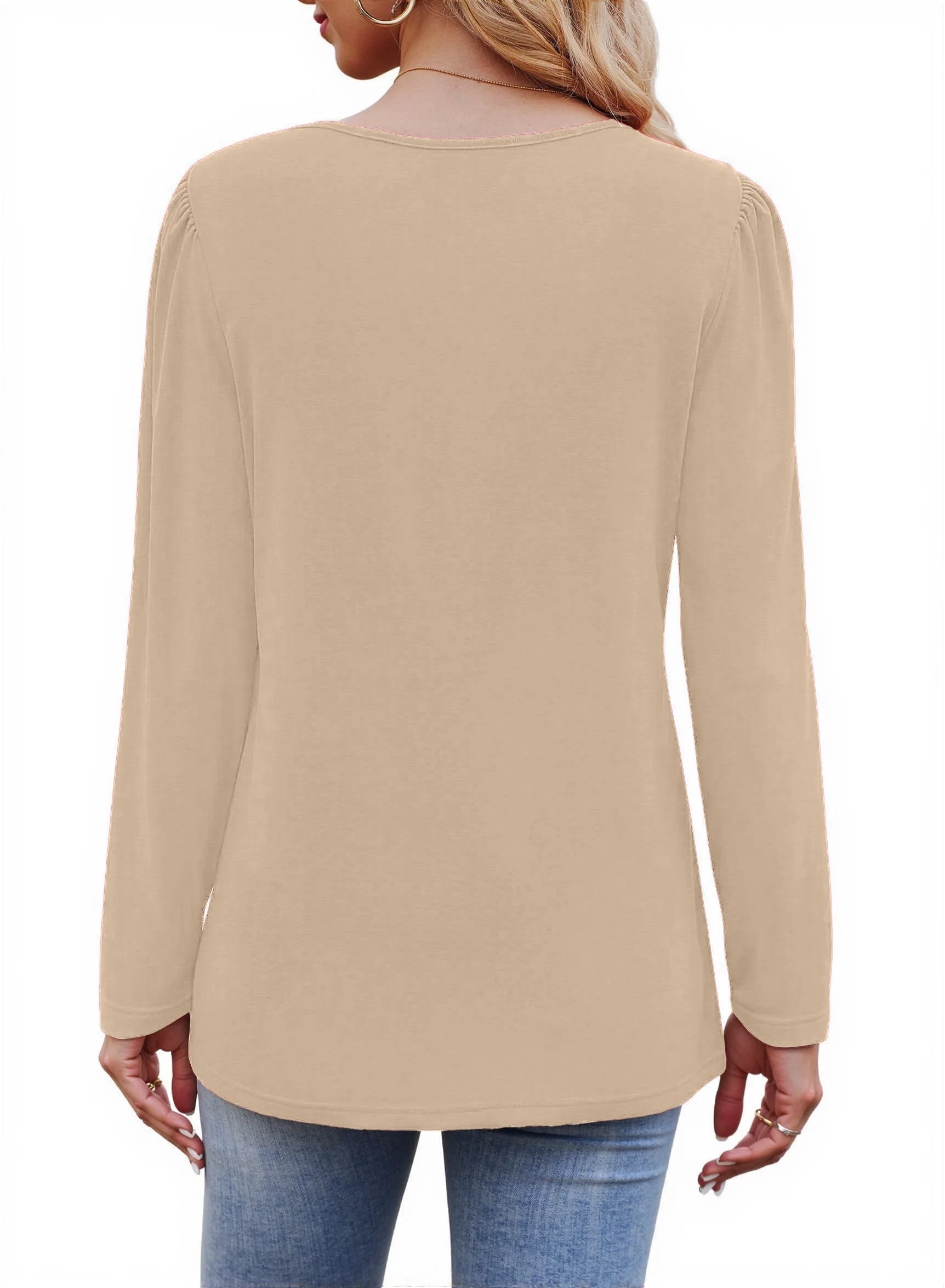 Chic Fall Long Sleeve Tunic Tops for Women - Dressy Casual Pleated Blouses