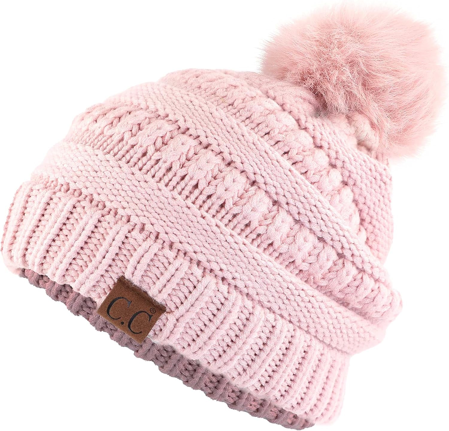 Stylish Chunky Cable Knit Beanie with Fur Pom - Your Must-Have for Winter & Fall!