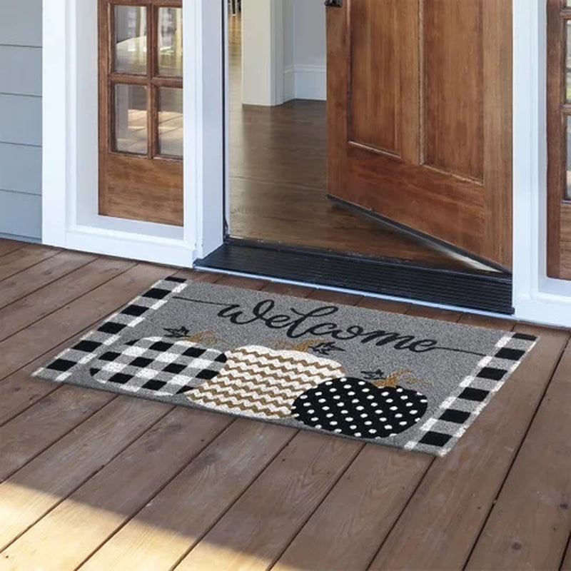 Charming Patterned Pumpkins Coir Doormat for Fall Decor