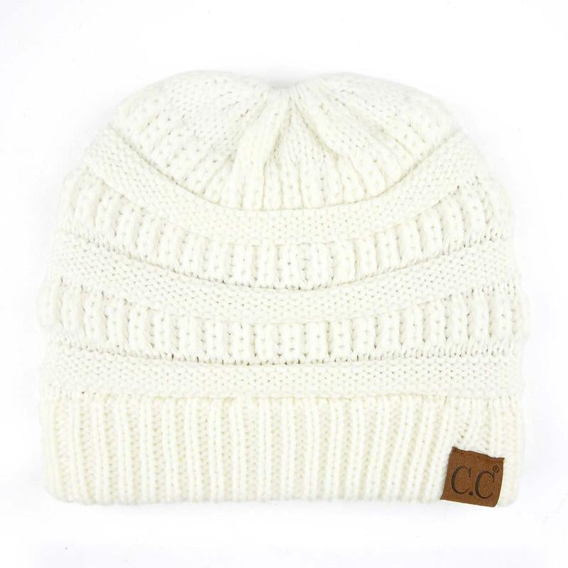 C.C Women's Stylish Ponytail Beanie - Perfect Knit Winter Hat for All Seasons