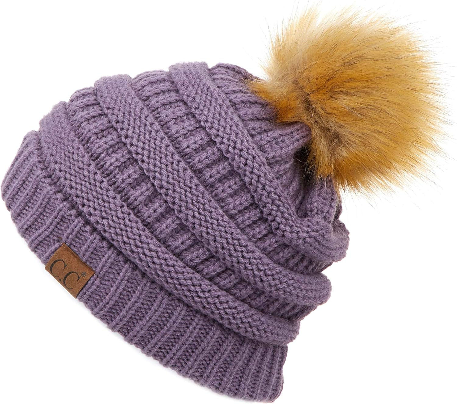 Stylish Chunky Cable Knit Beanie with Fur Pom - Your Must-Have for Winter & Fall!