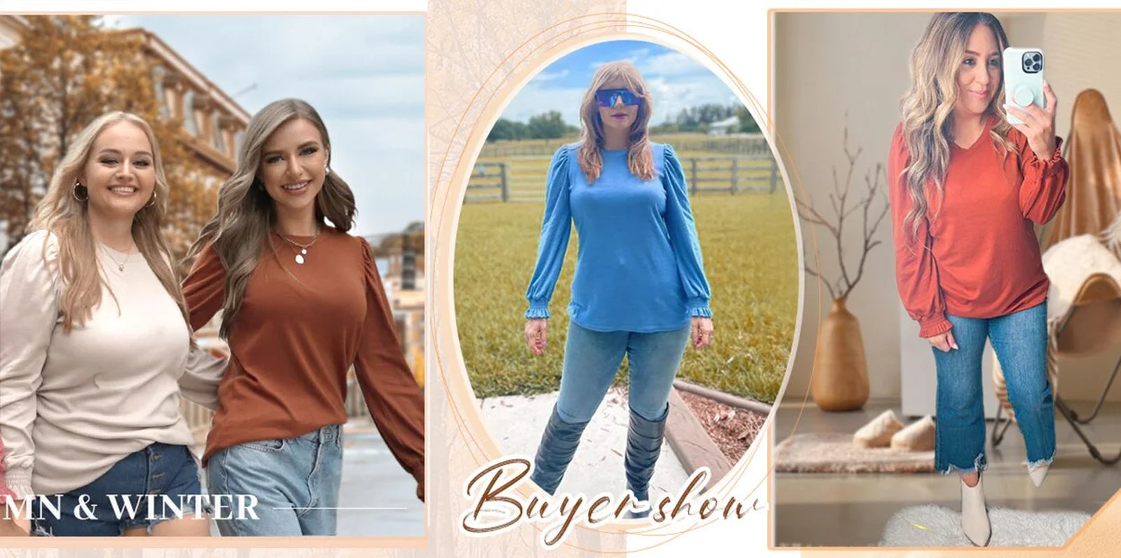 Chic Puff Sleeve Tunic Tops for Women - Dressy Casual Fall Blouses