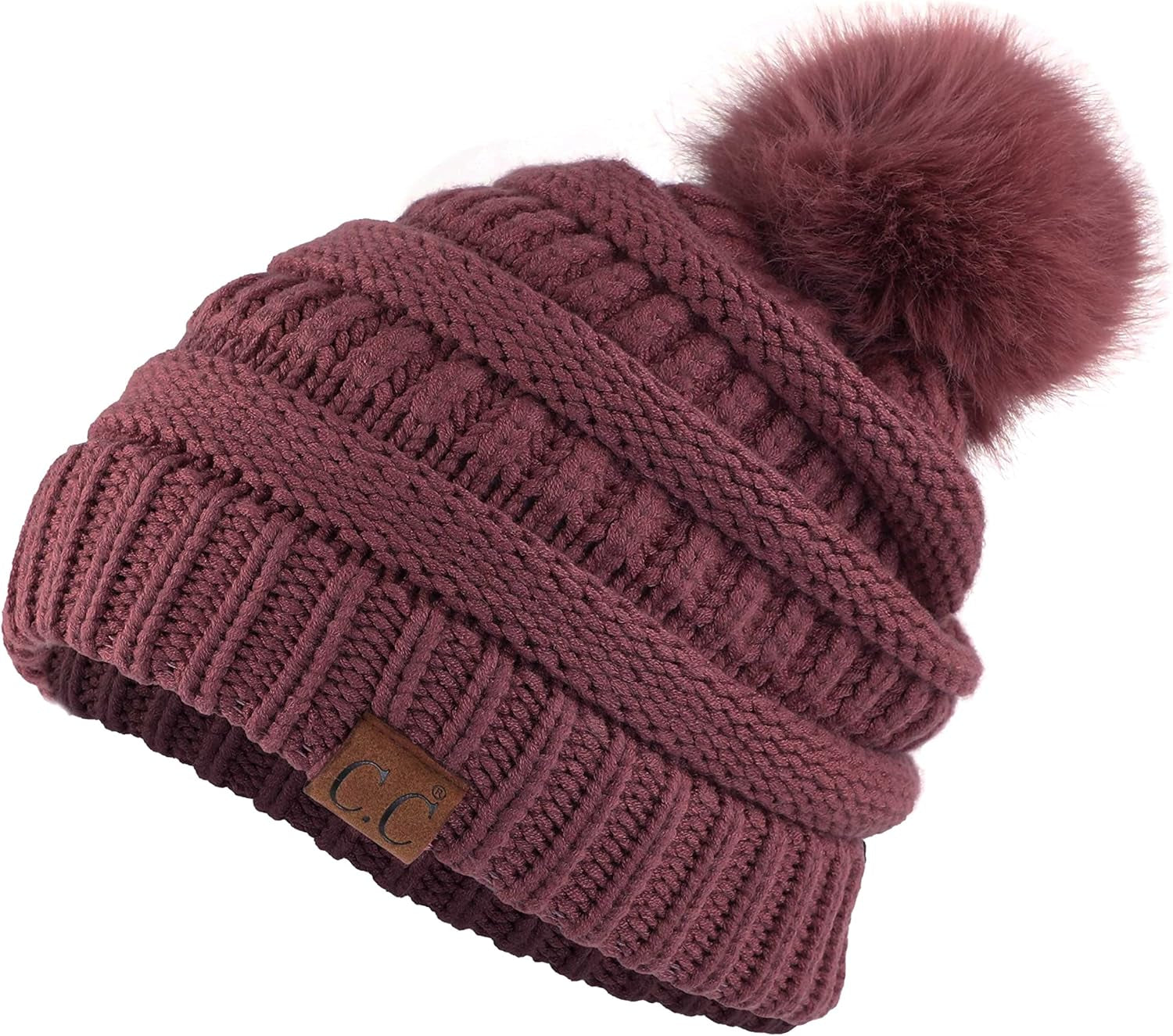 Stylish Chunky Cable Knit Beanie with Fur Pom - Your Must-Have for Winter & Fall!