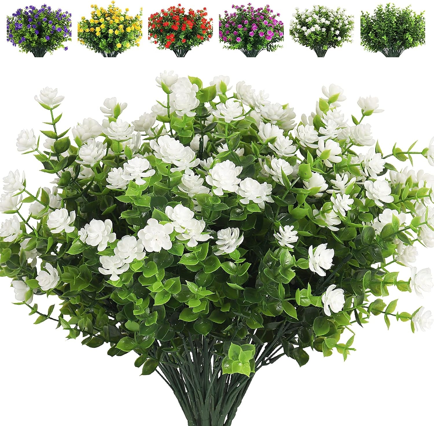 Vibrant 8 Bundle Set of No-Fade Artificial Fall Flowers - Ideal Faux Autumn Decor for Thanksgiving, Christmas, Weddings, and Home Garden!