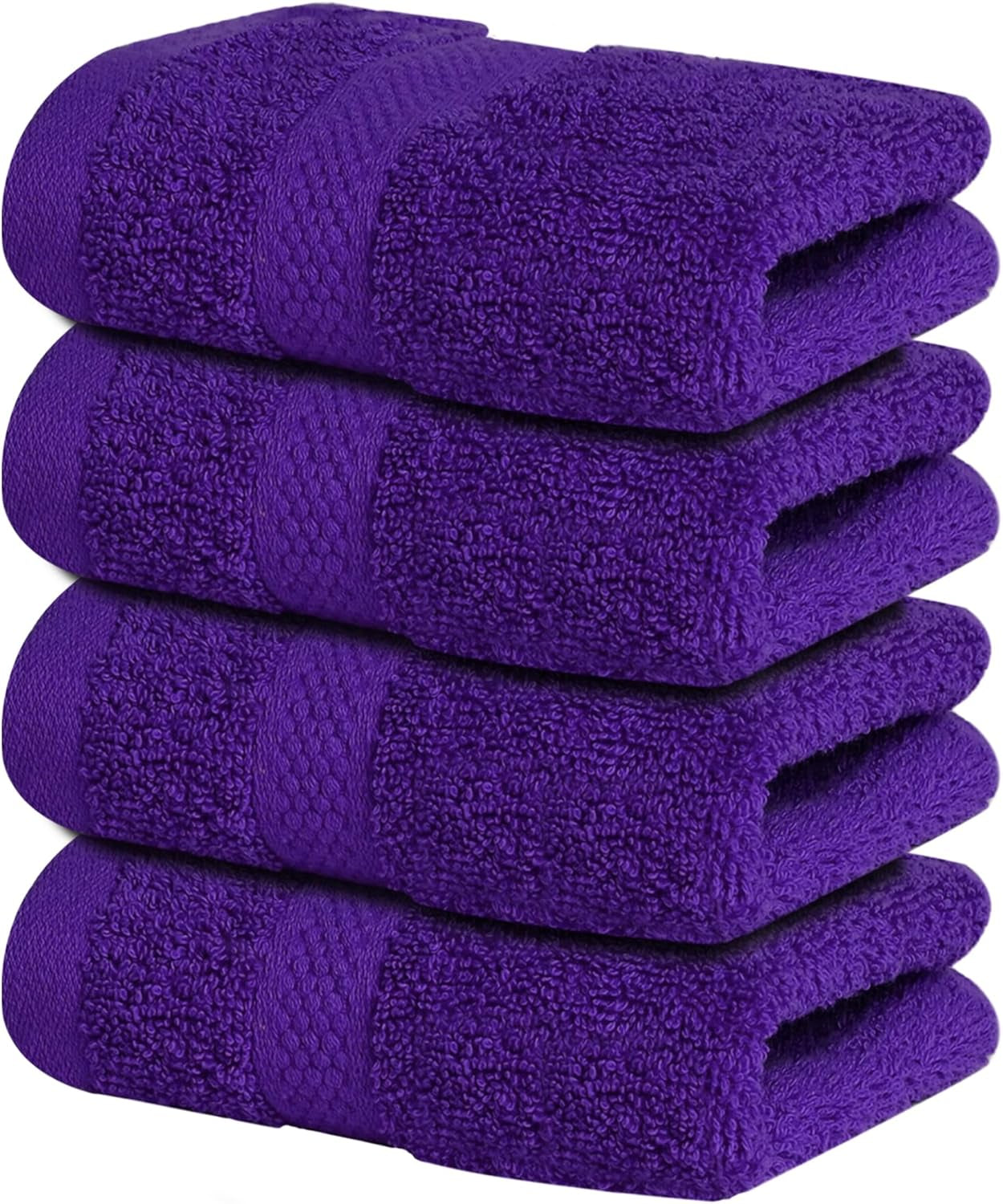 Luxury 100% Cotton Wash Cloths - Soft & Absorbent Face Towels for Bathroom, Gym, and Spa | Pack of 4 (Brilliant White)
