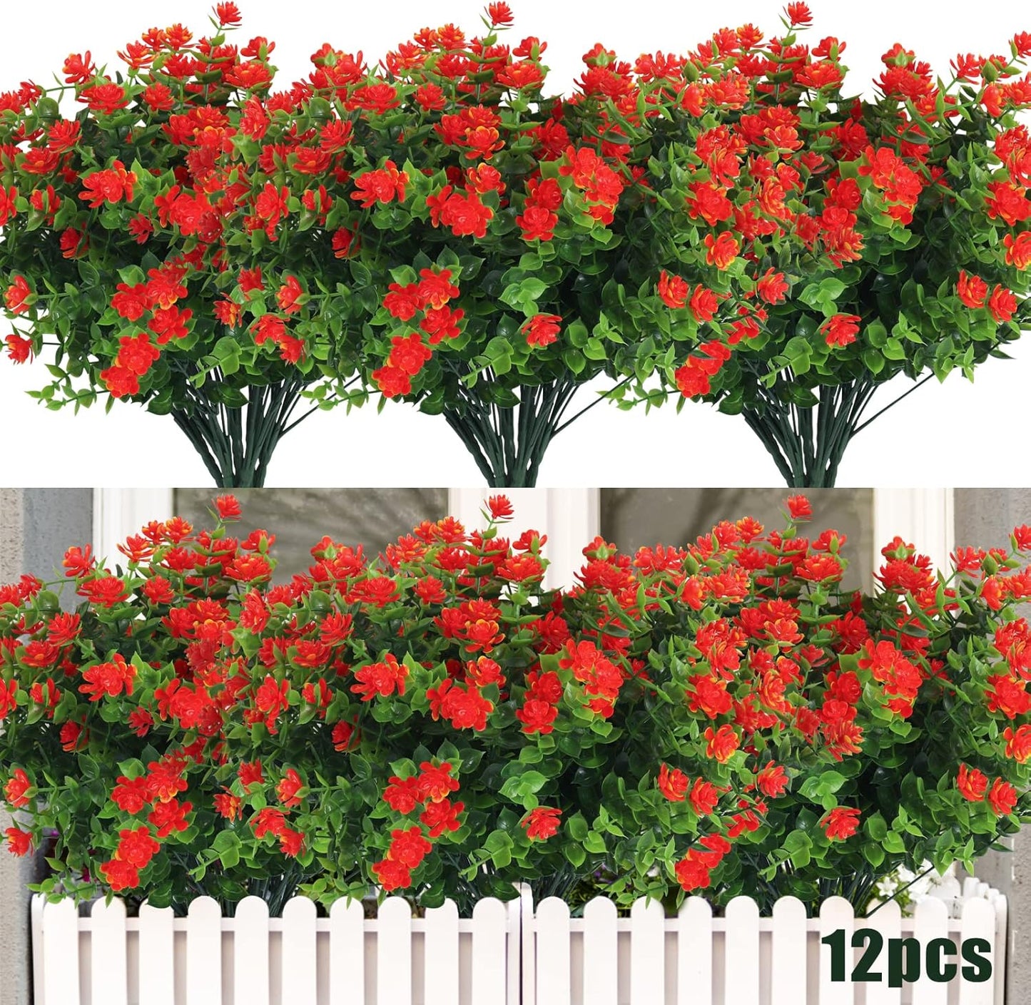 Vibrant 8 Bundle Set of No-Fade Artificial Fall Flowers - Ideal Faux Autumn Decor for Thanksgiving, Christmas, Weddings, and Home Garden!