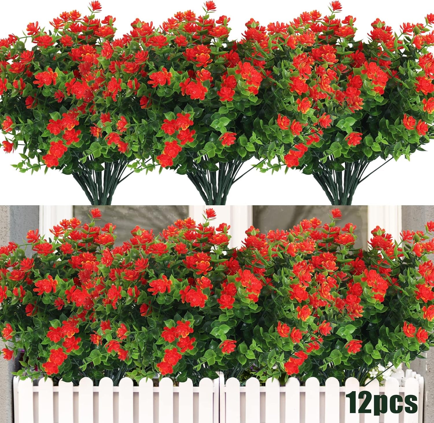Vibrant 8 Bundle Set of No-Fade Artificial Fall Flowers - Ideal Faux Autumn Decor for Thanksgiving, Christmas, Weddings, and Home Garden!