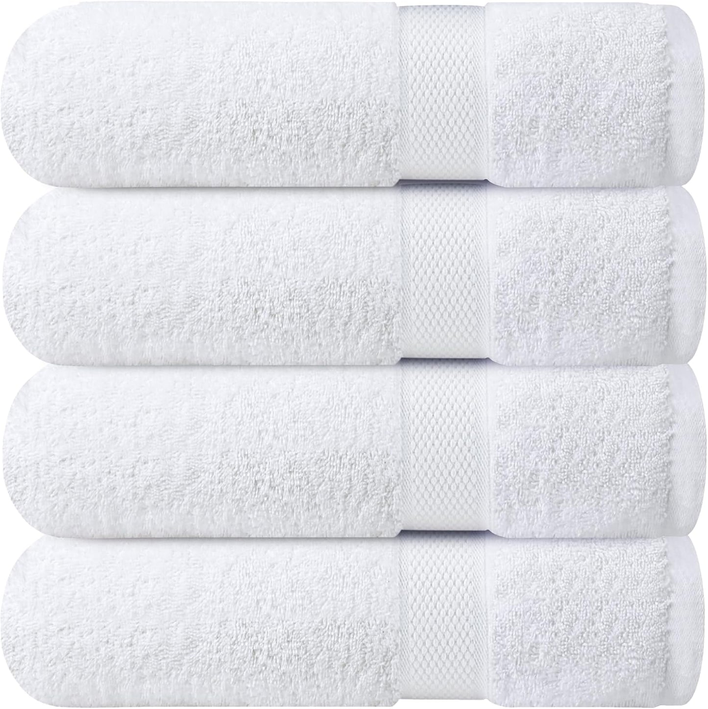 Luxury 100% Cotton Wash Cloths - Soft & Absorbent Face Towels for Bathroom, Gym, and Spa | Pack of 4 (Brilliant White)