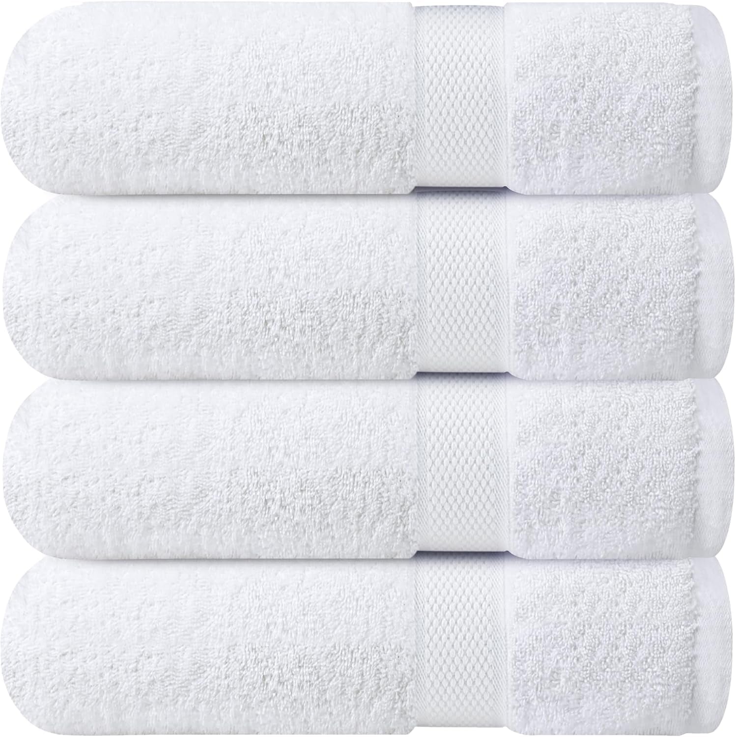 Luxury 100% Cotton Wash Cloths - Soft & Absorbent Face Towels for Bathroom, Gym, and Spa | Pack of 4 (Brilliant White)