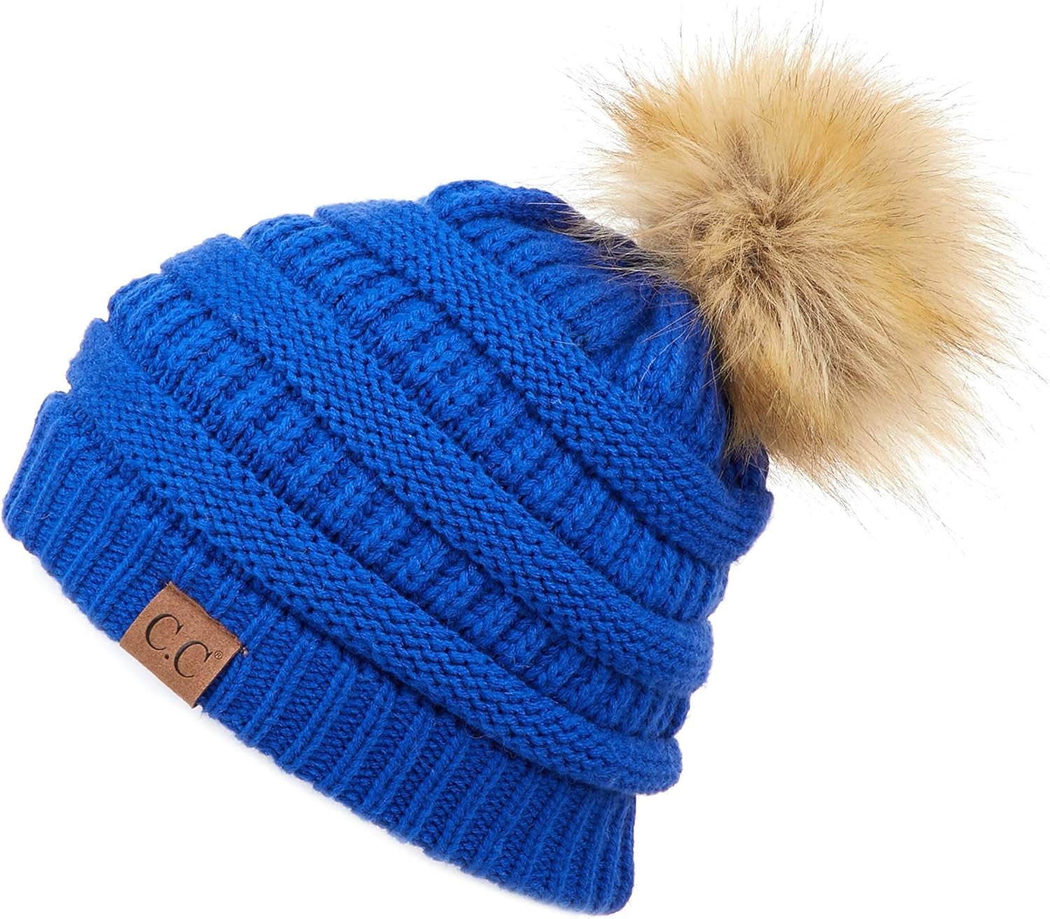 Stylish Chunky Cable Knit Beanie with Fur Pom - Your Must-Have for Winter & Fall!