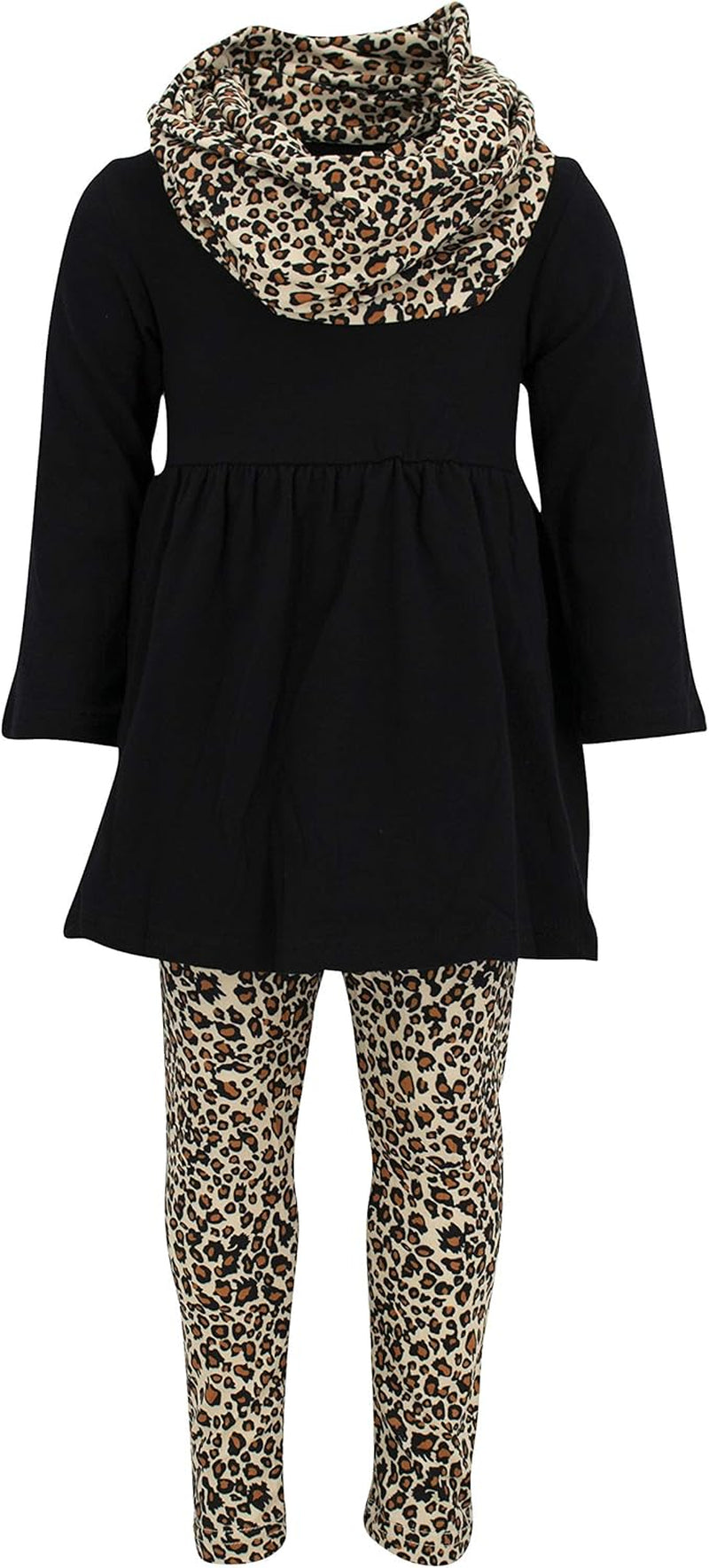 Charming 3-Piece Toddler Outfit Set for Baby Girls - Trendy Long Sleeve Tunic, Cozy Leggings & Fashionable Scarf