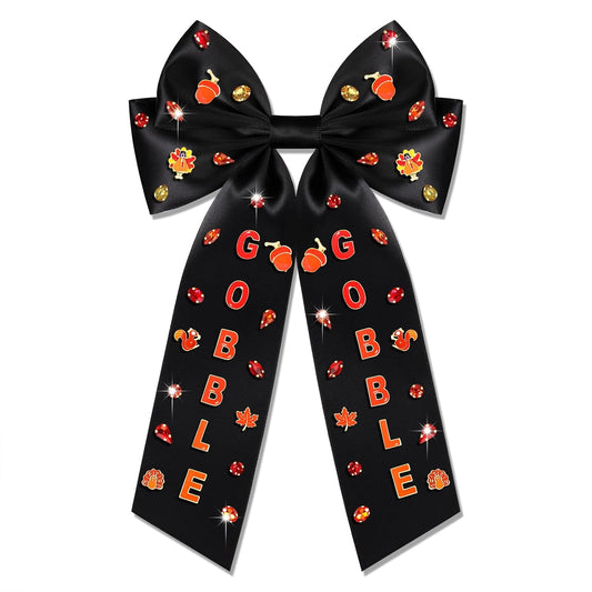 Charming Thanksgiving Hair Bows - Jeweled Clips & Barrettes for Women & Girls - Ideal GOBBLE Party Favors & Gifts!