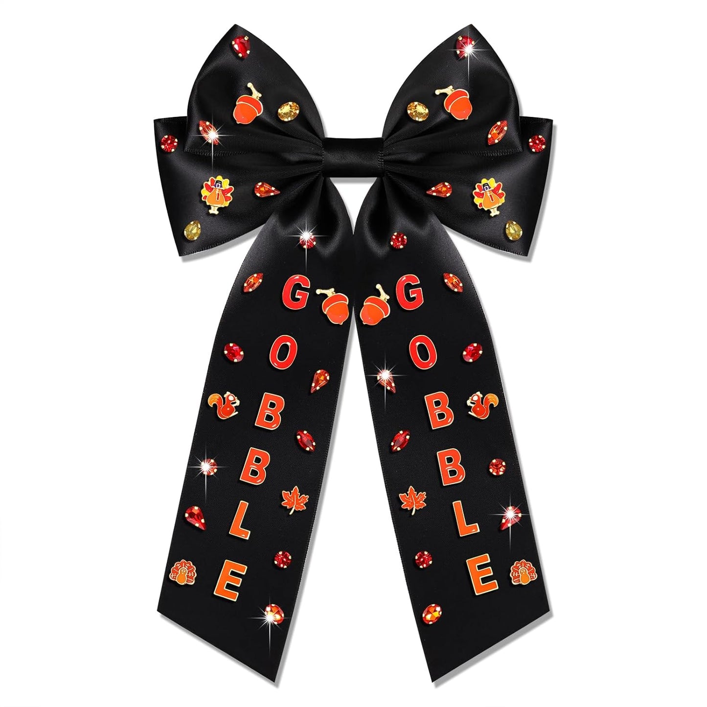 Charming Thanksgiving Hair Bows - Jeweled Clips & Barrettes for Women & Girls - Ideal GOBBLE Party Favors & Gifts!