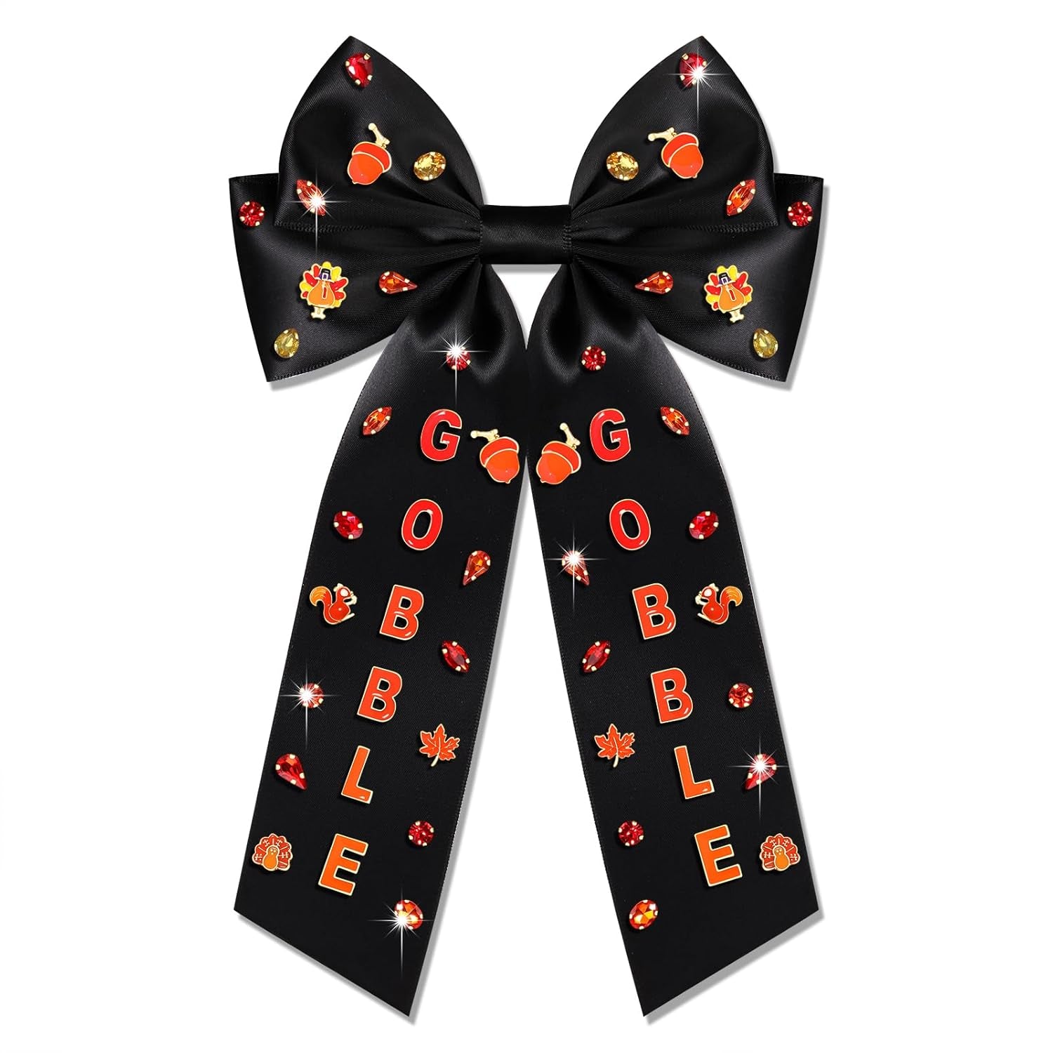Charming Thanksgiving Hair Bows - Jeweled Clips & Barrettes for Women & Girls - Ideal GOBBLE Party Favors & Gifts!