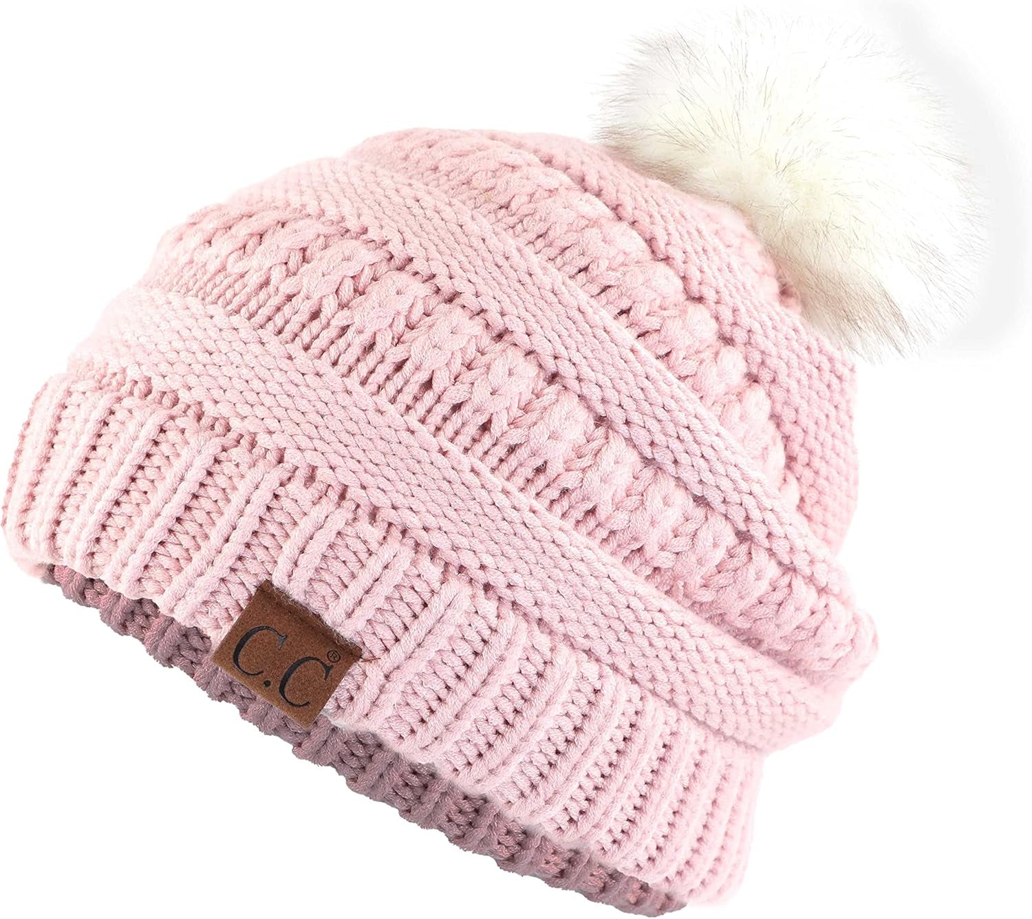 Stylish Chunky Cable Knit Beanie with Fur Pom - Your Must-Have for Winter & Fall!