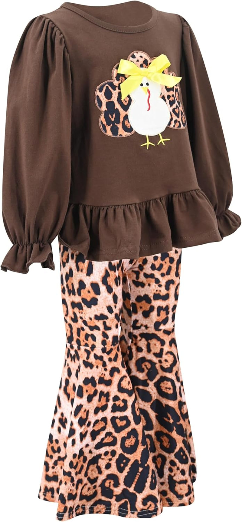 Charming 2-Piece Girls Bell Bottom Leggings Set with Long Sleeve Top - Ideal for Kids and Toddlers!