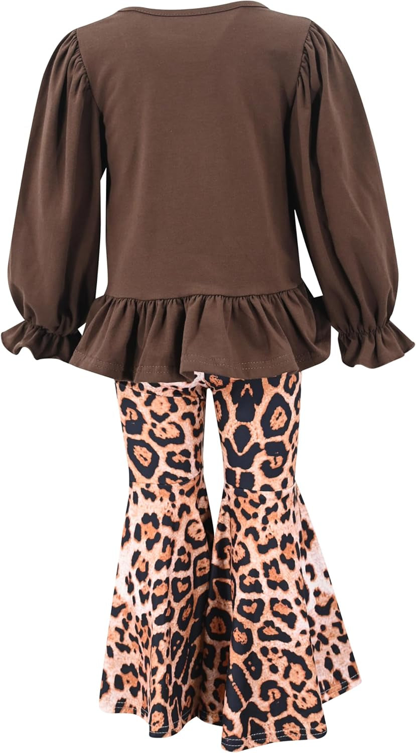 Charming 2-Piece Girls Bell Bottom Leggings Set with Long Sleeve Top - Ideal for Kids and Toddlers!
