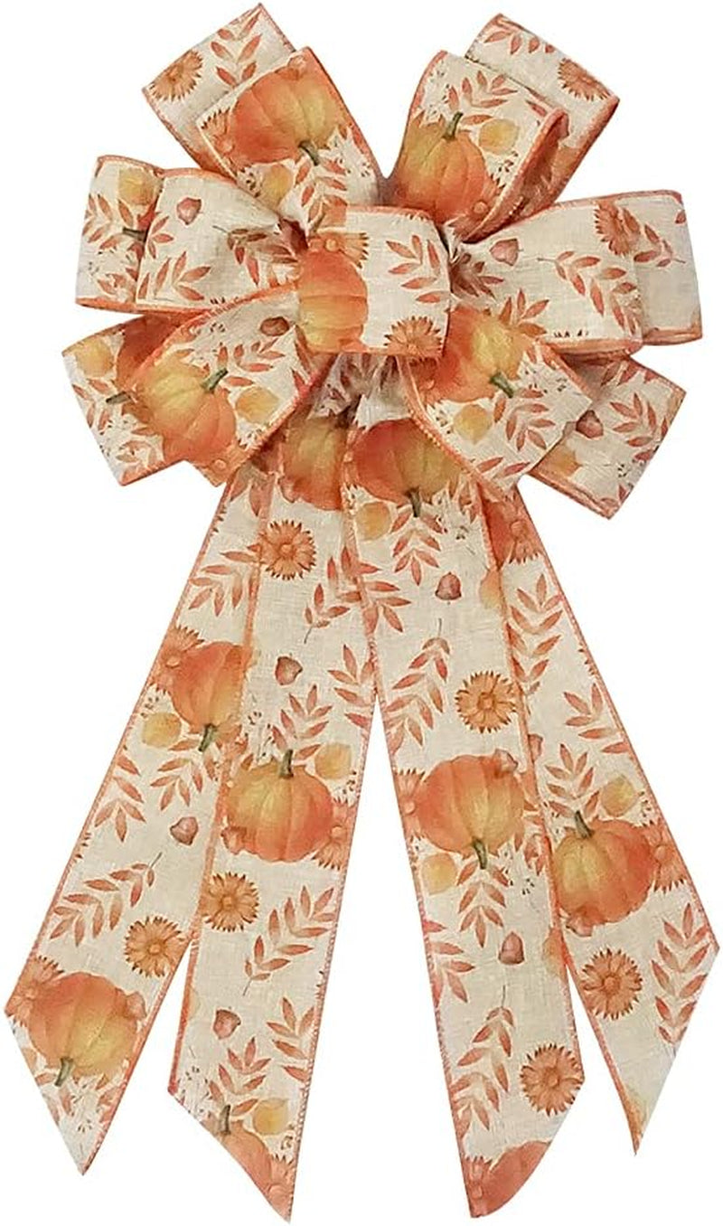 Charming Large White Black Buffalo Plaid Fall Pumpkin Bow - Ideal for Wreaths & Seasonal Decor for Thanksgiving Parties - Versatile Indoor/Outdoor Use