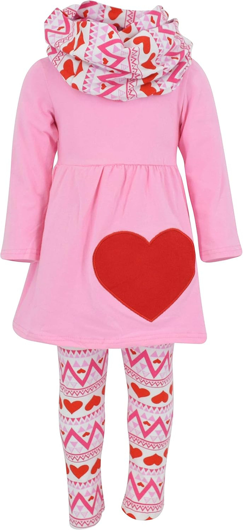 Charming 3-Piece Toddler Outfit Set for Baby Girls - Trendy Long Sleeve Tunic, Cozy Leggings & Fashionable Scarf