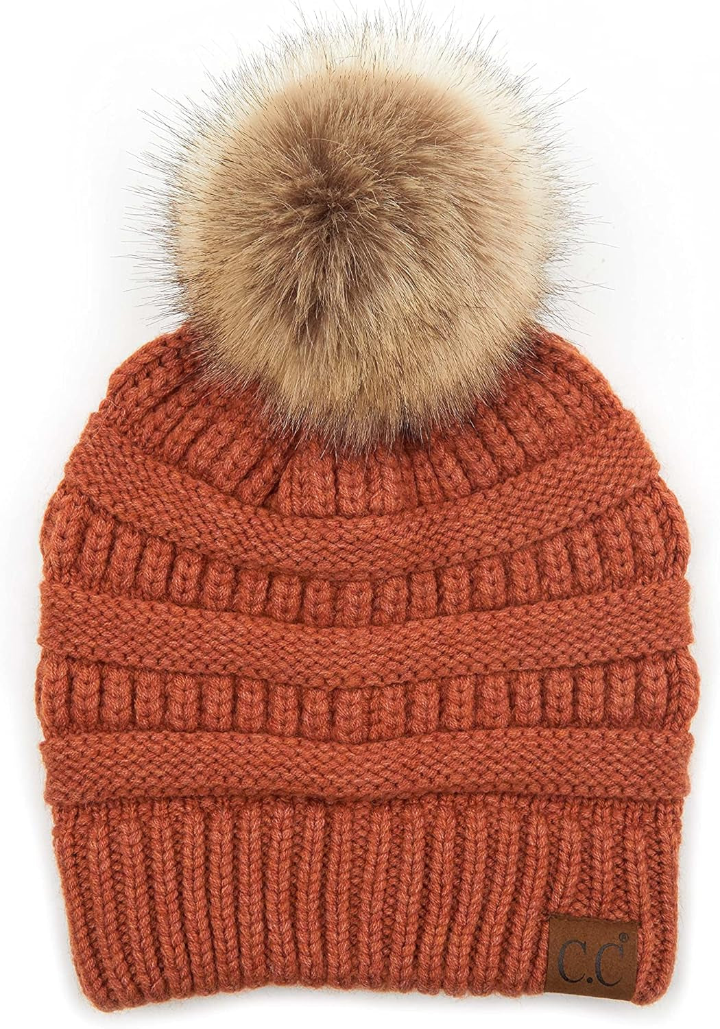 Stylish Chunky Cable Knit Beanie with Fur Pom - Your Must-Have for Winter & Fall!