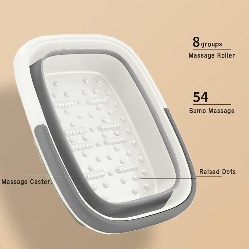 Collapsible Foot Bath Basin with Massage Acupoint - Soothing Foot Soak Tub with Handles, Foldable and Versatile Design - Gray
