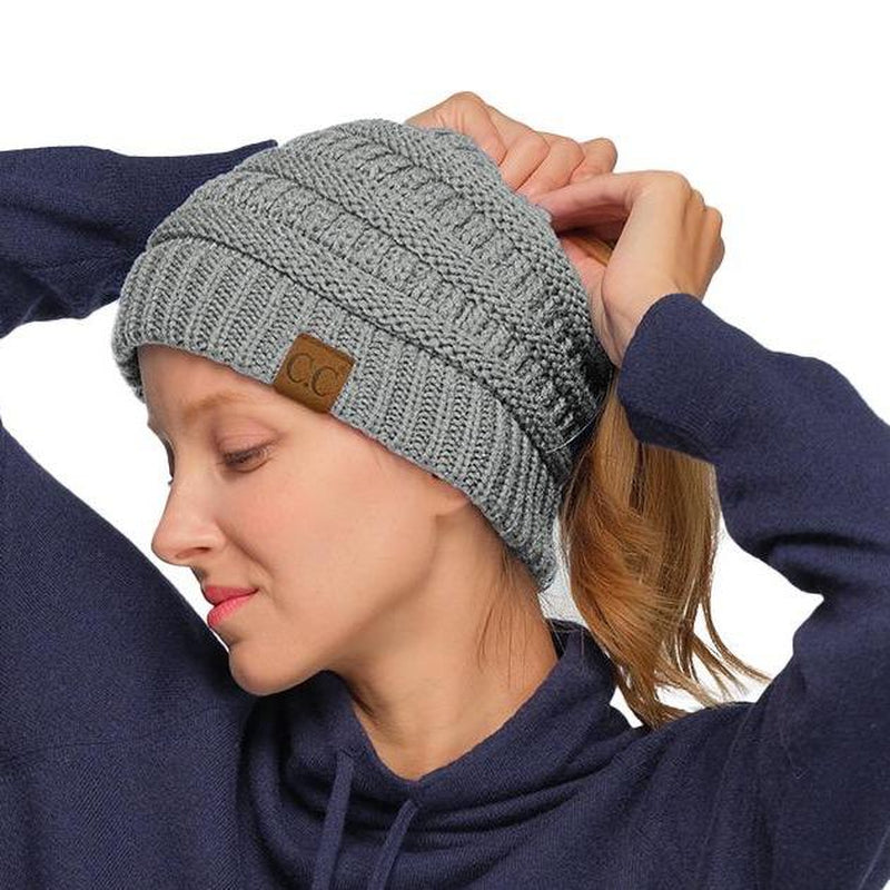 C.C Women's Stylish Ponytail Beanie - Perfect Knit Winter Hat for All Seasons