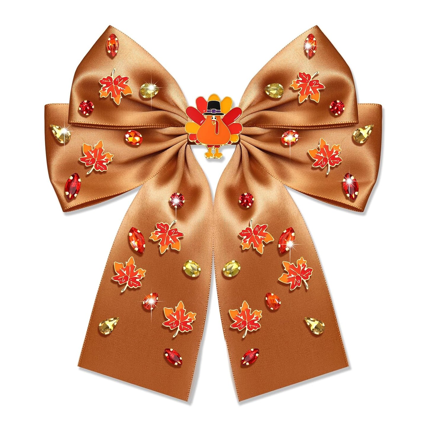 Charming Thanksgiving Hair Bows - Jeweled Clips & Barrettes for Women & Girls - Ideal GOBBLE Party Favors & Gifts!