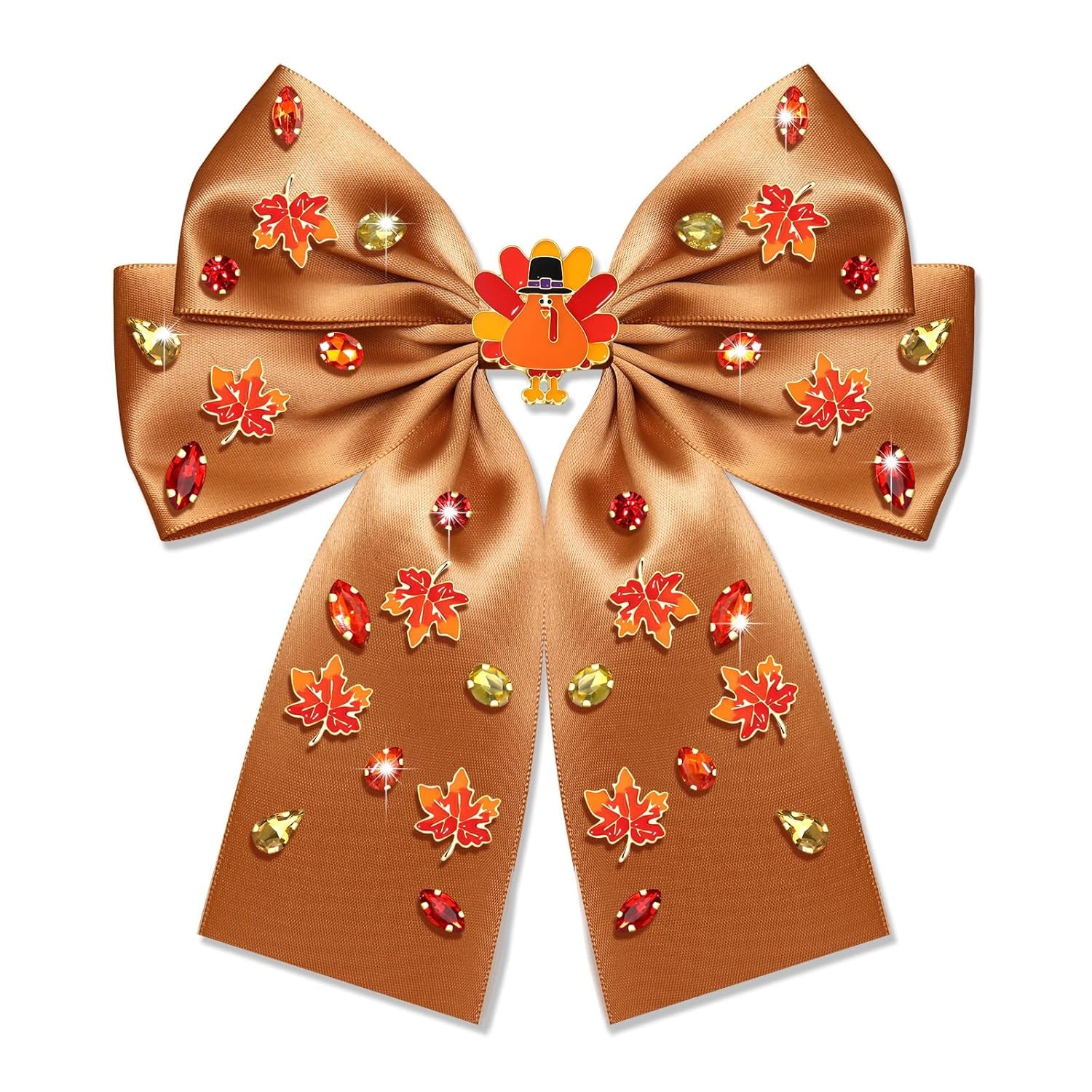 Charming Thanksgiving Hair Bows - Jeweled Clips & Barrettes for Women & Girls - Ideal GOBBLE Party Favors & Gifts!