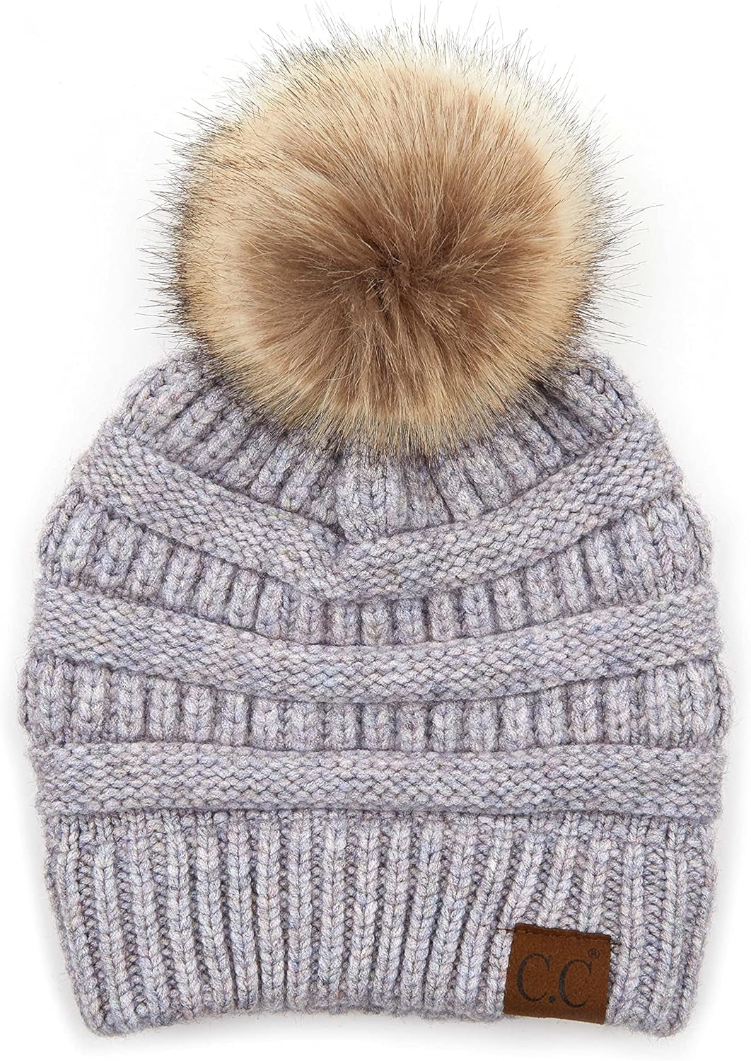 Stylish Chunky Cable Knit Beanie with Fur Pom - Your Must-Have for Winter & Fall!
