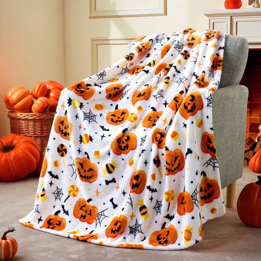 Spooky Soft Plush Halloween Throw Blanket - Cozy Spider Webs & Bats for Sofa, Bed, or Dorm
