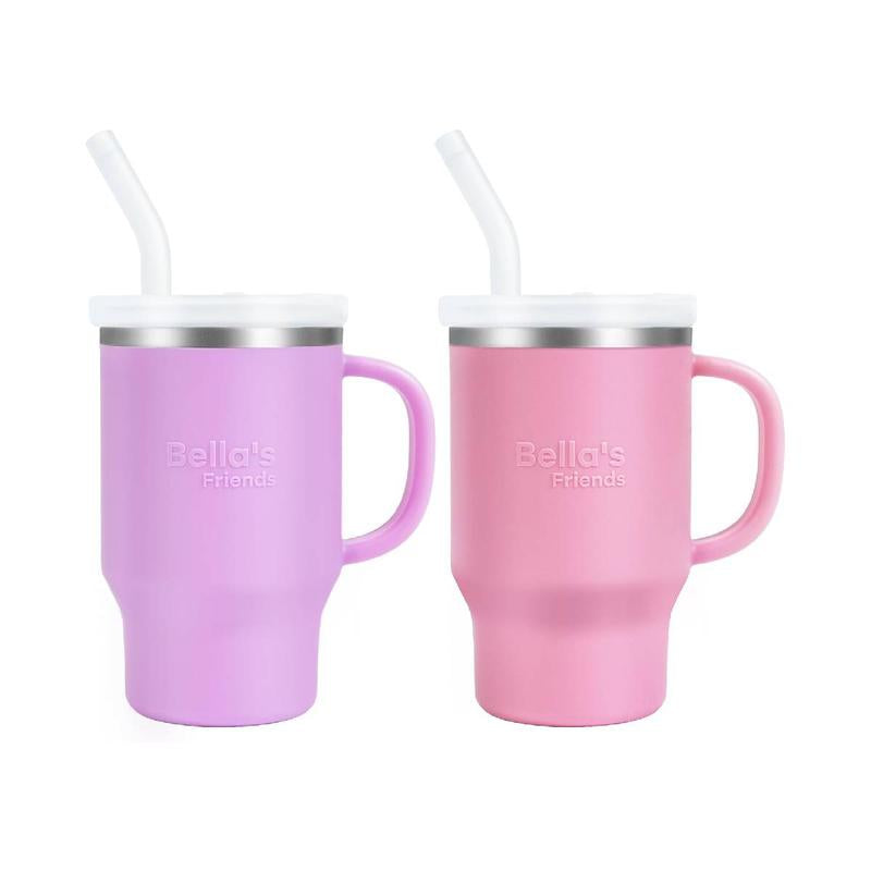 Bella’s Friends 2-Pack Portable Mini Tumblers - Adorable Leak-Proof 9 Oz Sippy Cups for Toddlers, Dishwasher Safe with Stainless Steel Interior & Silicone Body – Ideal for Home and Travel!
