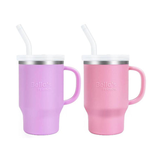 Bella’s Friends 2-Pack Portable Mini Tumblers - Adorable Leak-Proof 9 Oz Sippy Cups for Toddlers, Dishwasher Safe with Stainless Steel Interior & Silicone Body – Ideal for Home and Travel!