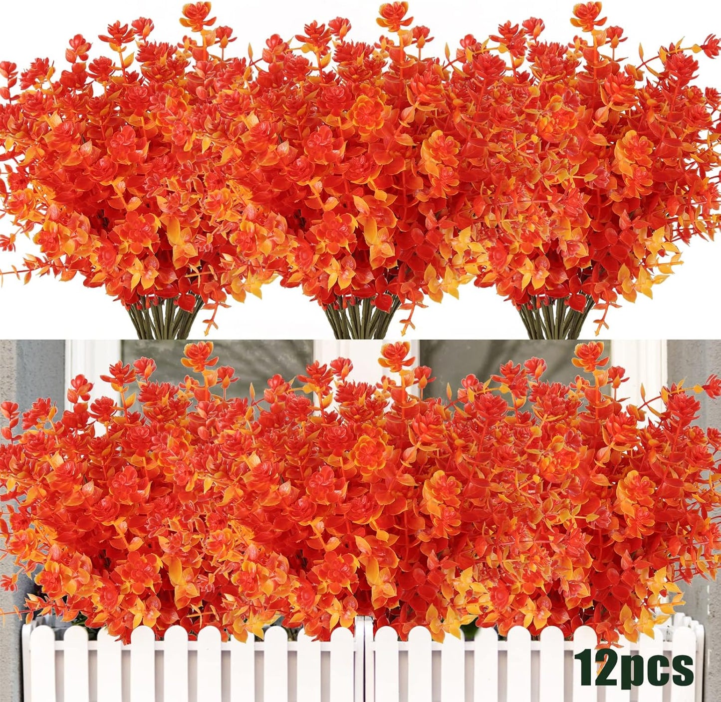 Vibrant 8 Bundle Set of No-Fade Artificial Fall Flowers - Ideal Faux Autumn Decor for Thanksgiving, Christmas, Weddings, and Home Garden!