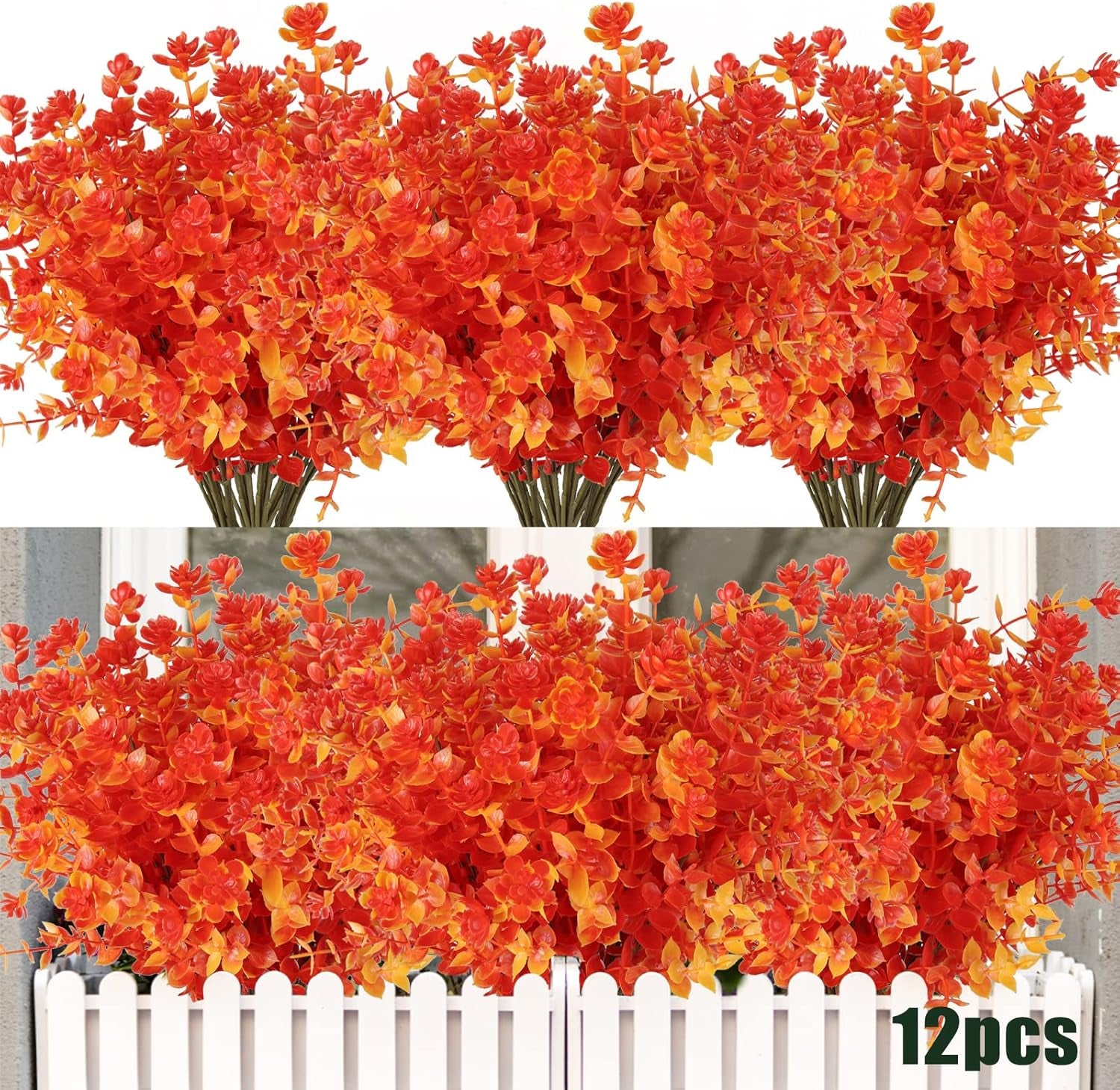 Vibrant 8 Bundle Set of No-Fade Artificial Fall Flowers - Ideal Faux Autumn Decor for Thanksgiving, Christmas, Weddings, and Home Garden!